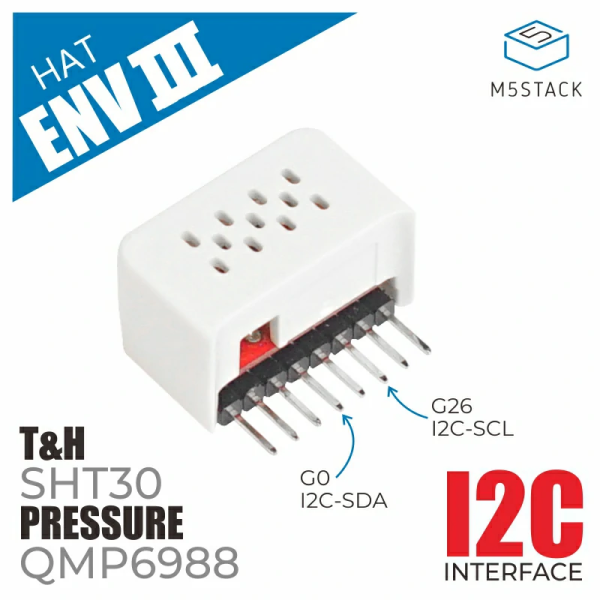 M5Stack ENV III HAT Environmental Sensor SHT30 QMP6988 Temperature Humidity Atmospheric Pressure