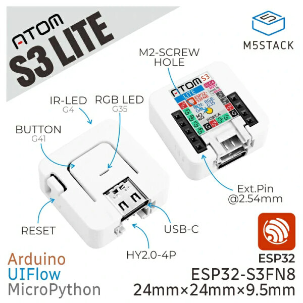 M5Stack AtomS3 Lite ESP32S3 Dev Kit Programmable Controller